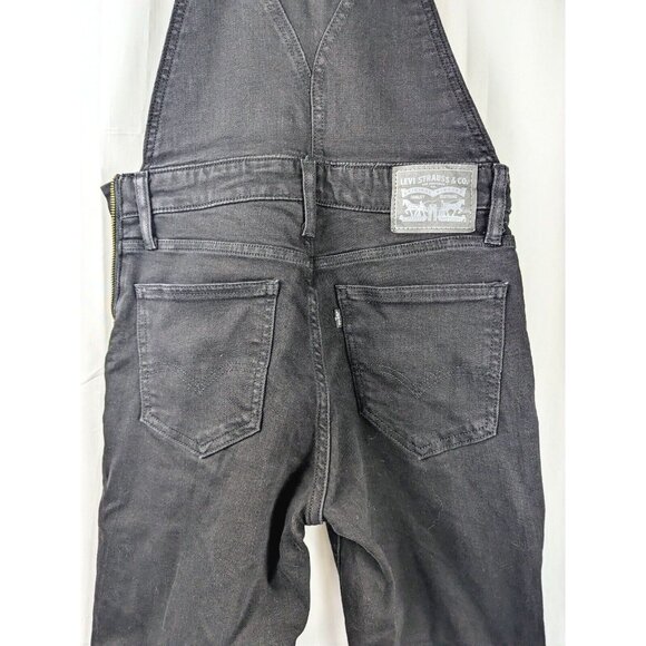 Levi's Womens Skinny Denim Overalls W27 Side Zip Closure Adjustable Straps Black - Picture 8 of 10